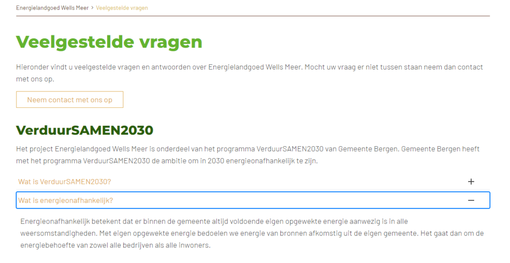 Definitie energieonafhankelijk gemeente Bergen